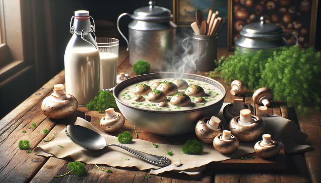 Mit Sahne oder pflanzlicher Alternative verfeinern   - Leckere Champignon Creme Suppe Rezept Ideen